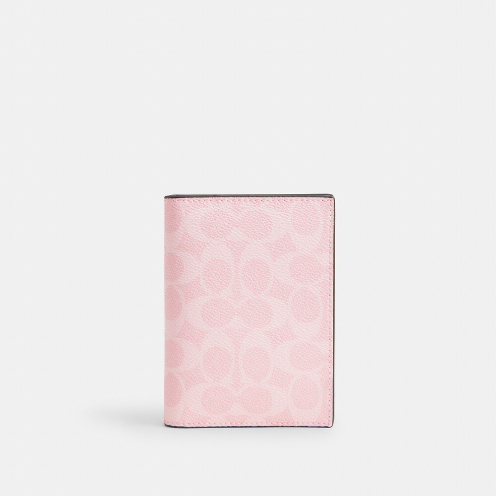 Coach Outlet Passport Card Case In Powder Pink Signature Canvas NWT - Picture 5 of 7